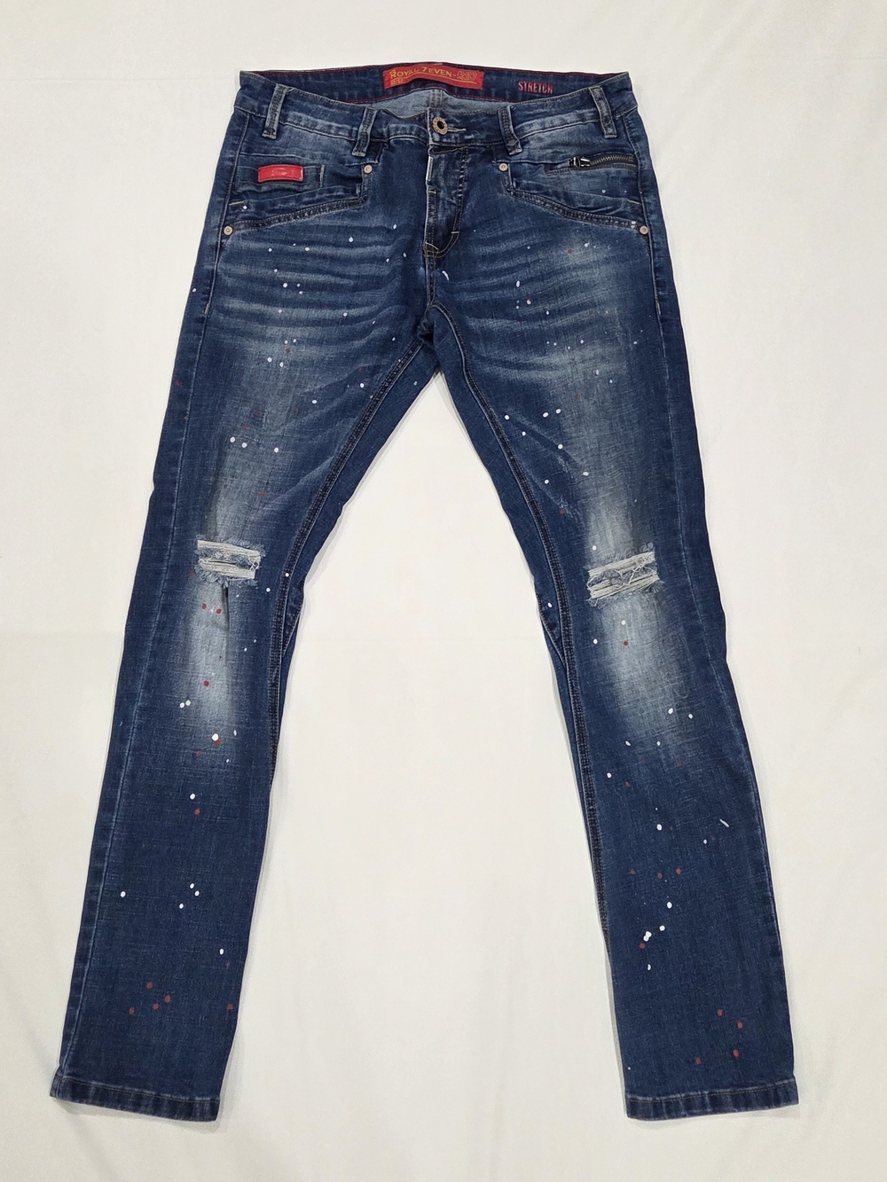 Royal 7even RS7 Paint Splatter Stretch Slim Jeans - 32x32